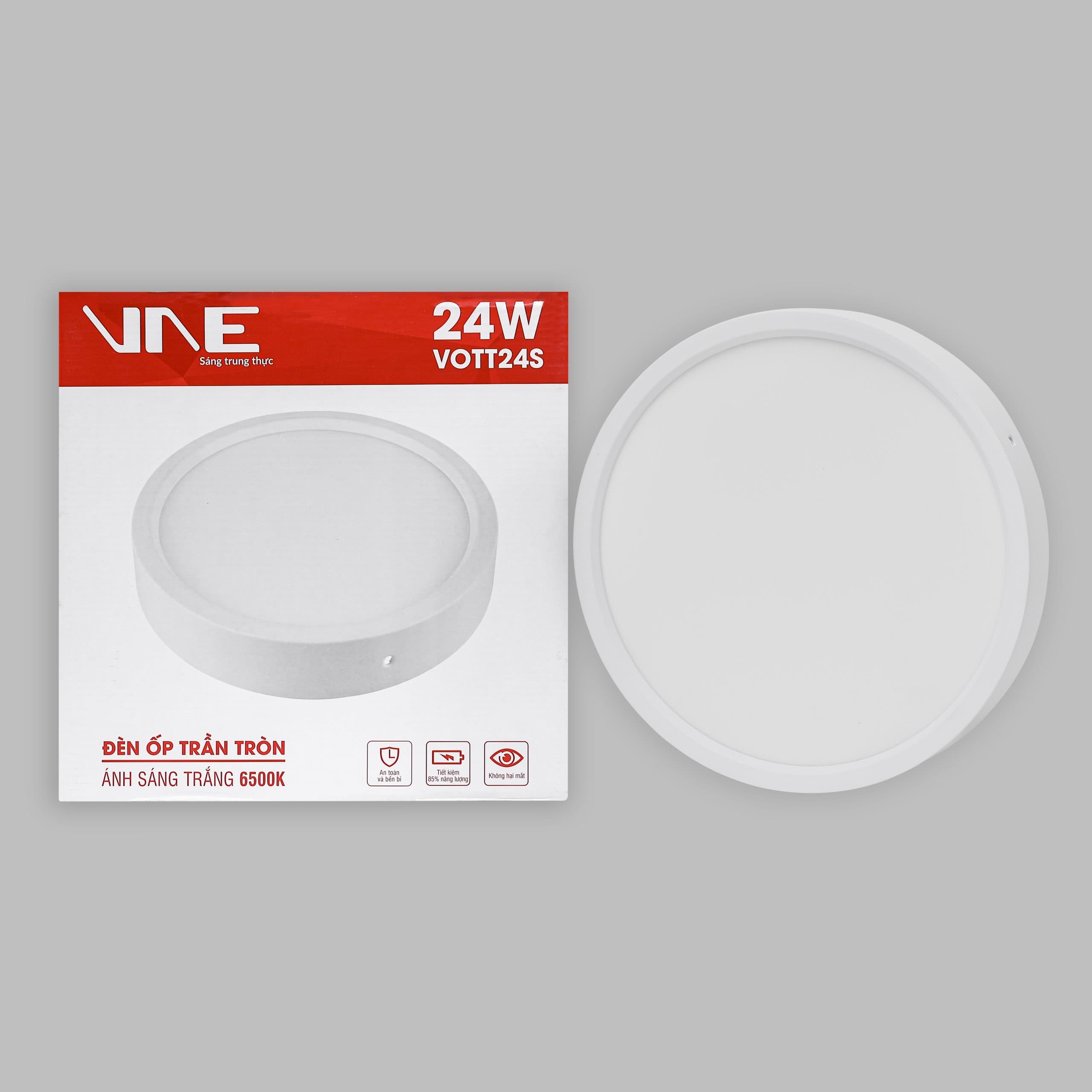 LED Ốp trần Tròn/Vuông 280mm x 40mm 6500K 24W