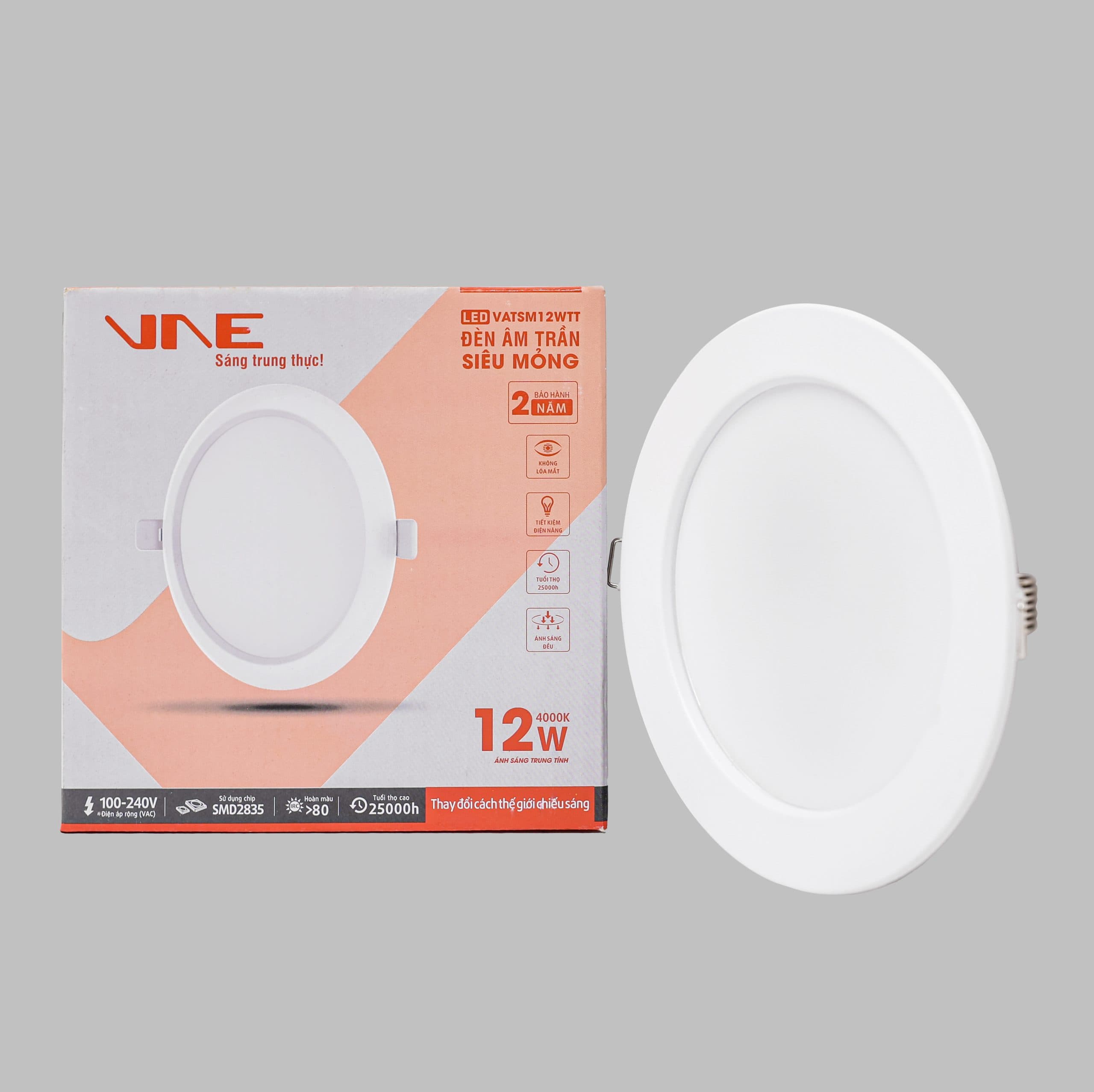 Đèn LED âm trần siêu mỏng 12W 110mm 3000K/4000K/6500K DOB