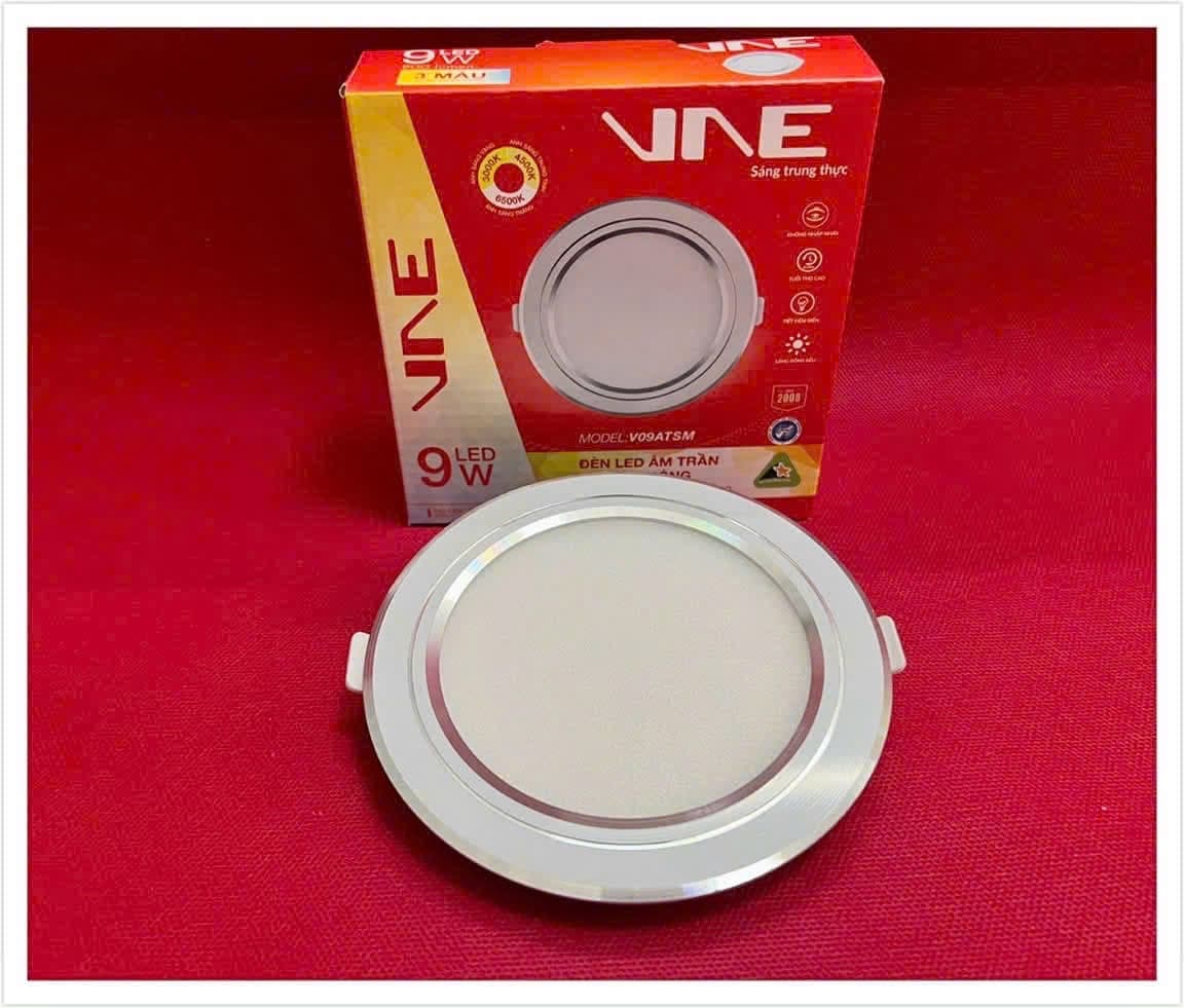 Đèn LED âm trần siêu mỏng 9W 110mm 3 màu EMC (Driver rời)