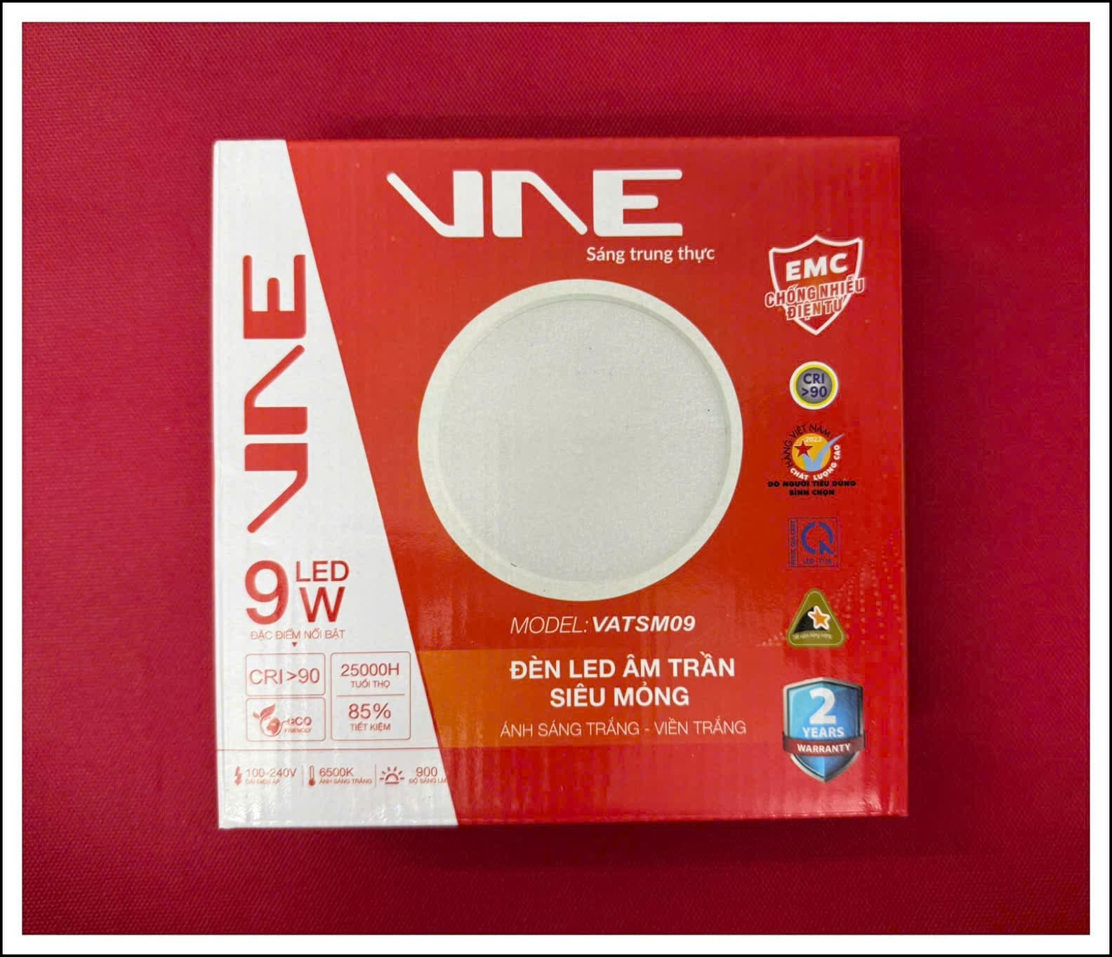 Đèn LED âm trần siêu mỏng 9W 130mm 6500K DOB EMC